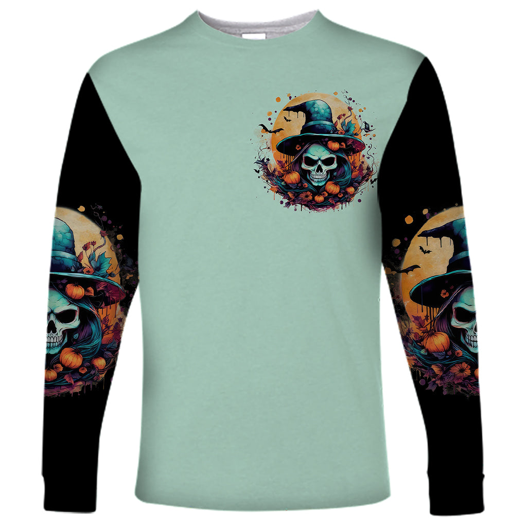 Witch Skull Long Sleeve Shirt Buckle Up Buttercup You Just FLipped My Witch Switch - Wonder Print Shop