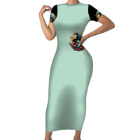 Witch Skull Short Sleeve Bodycon Dress Buckle Up Buttercup You Just FLipped My Witch Switch - Wonder Print Shop