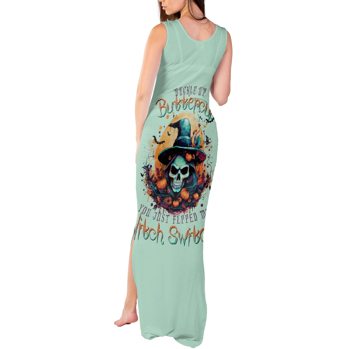 Witch Skull Tank Maxi Dress Buckle Up Buttercup You Just FLipped My Witch Switch - Wonder Print Shop