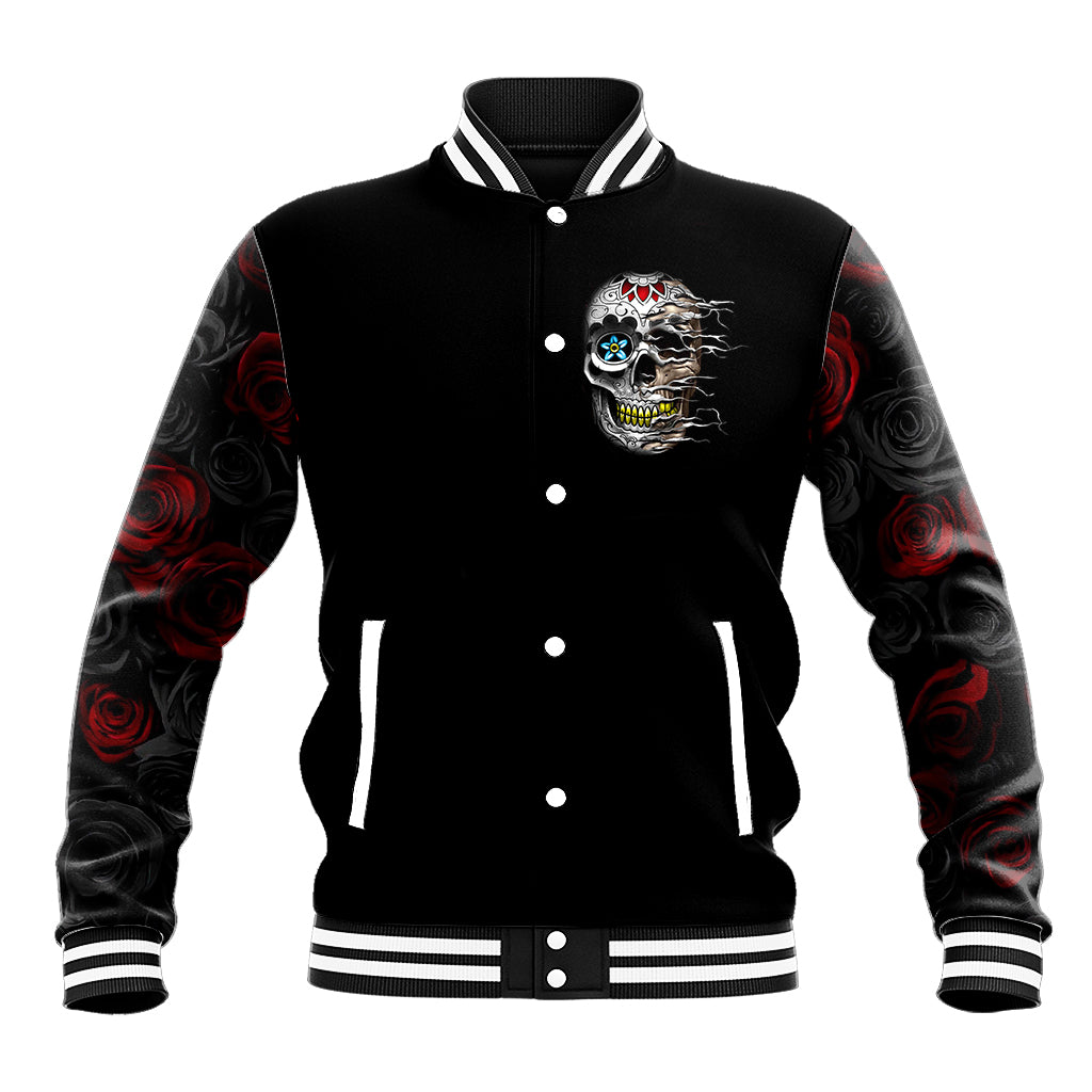 Dia De Muertos Baseball Jacket Day Of The Death Rose Skull - Wonder Print Shop