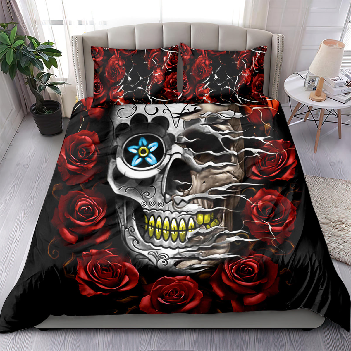 Dia De Muertos Bedding Set Day Of The Death Rose Skull - Wonder Print Shop