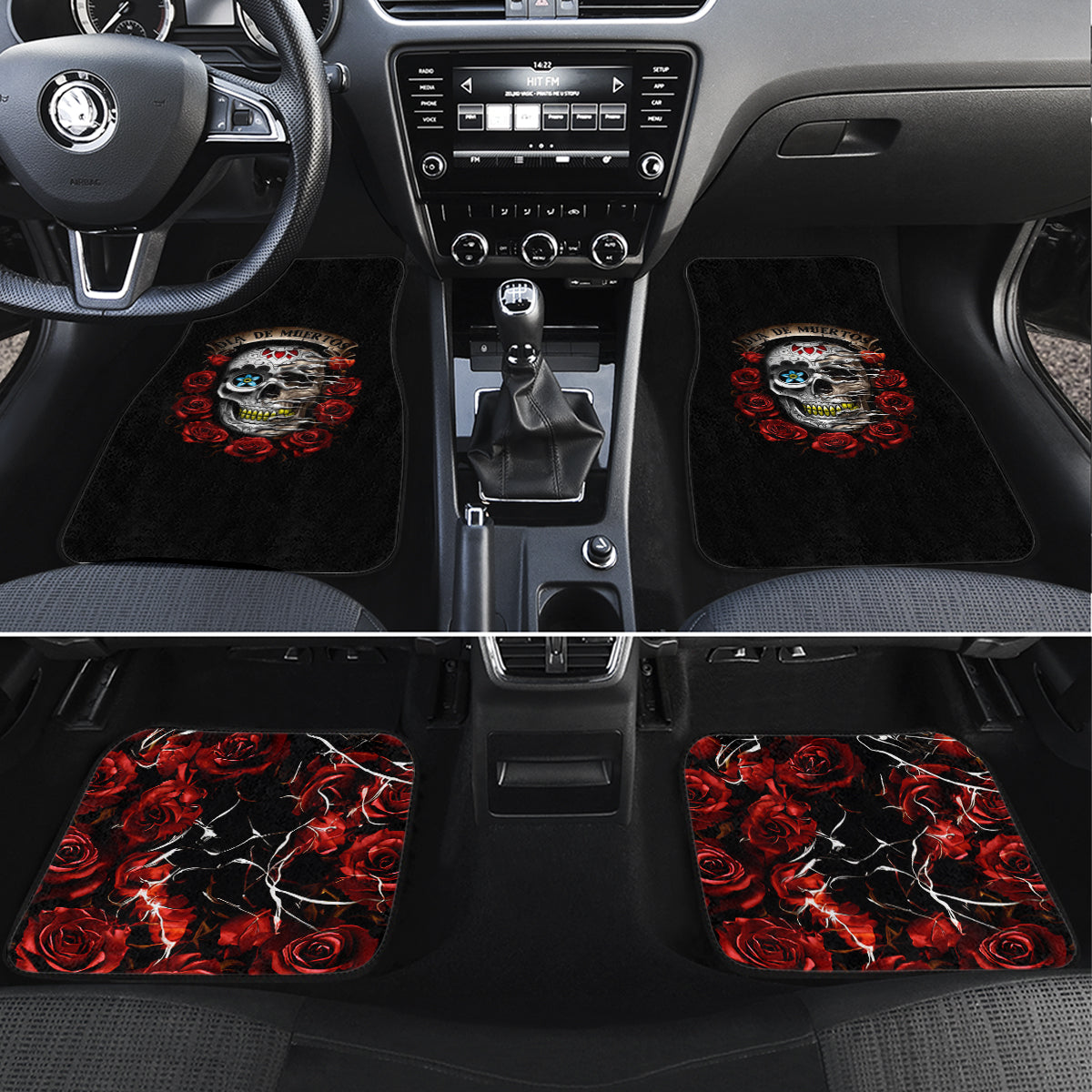 Dia De Muertos Car Mats Day Of The Death Rose Skull - Wonder Print Shop