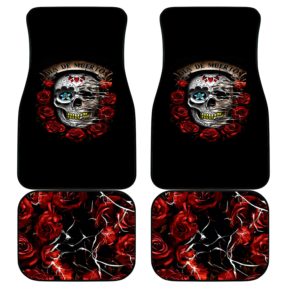 Dia De Muertos Car Mats Day Of The Death Rose Skull - Wonder Print Shop