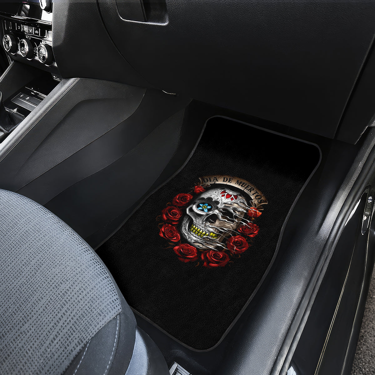 Dia De Muertos Car Mats Day Of The Death Rose Skull - Wonder Print Shop