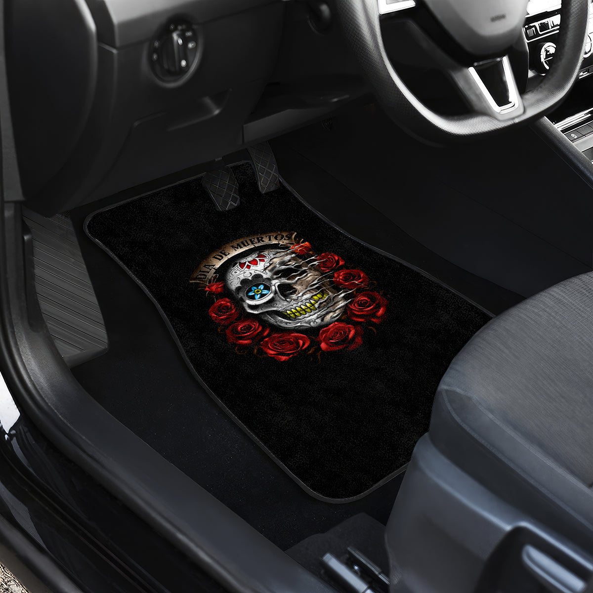 Dia De Muertos Car Mats Day Of The Death Rose Skull - Wonder Print Shop
