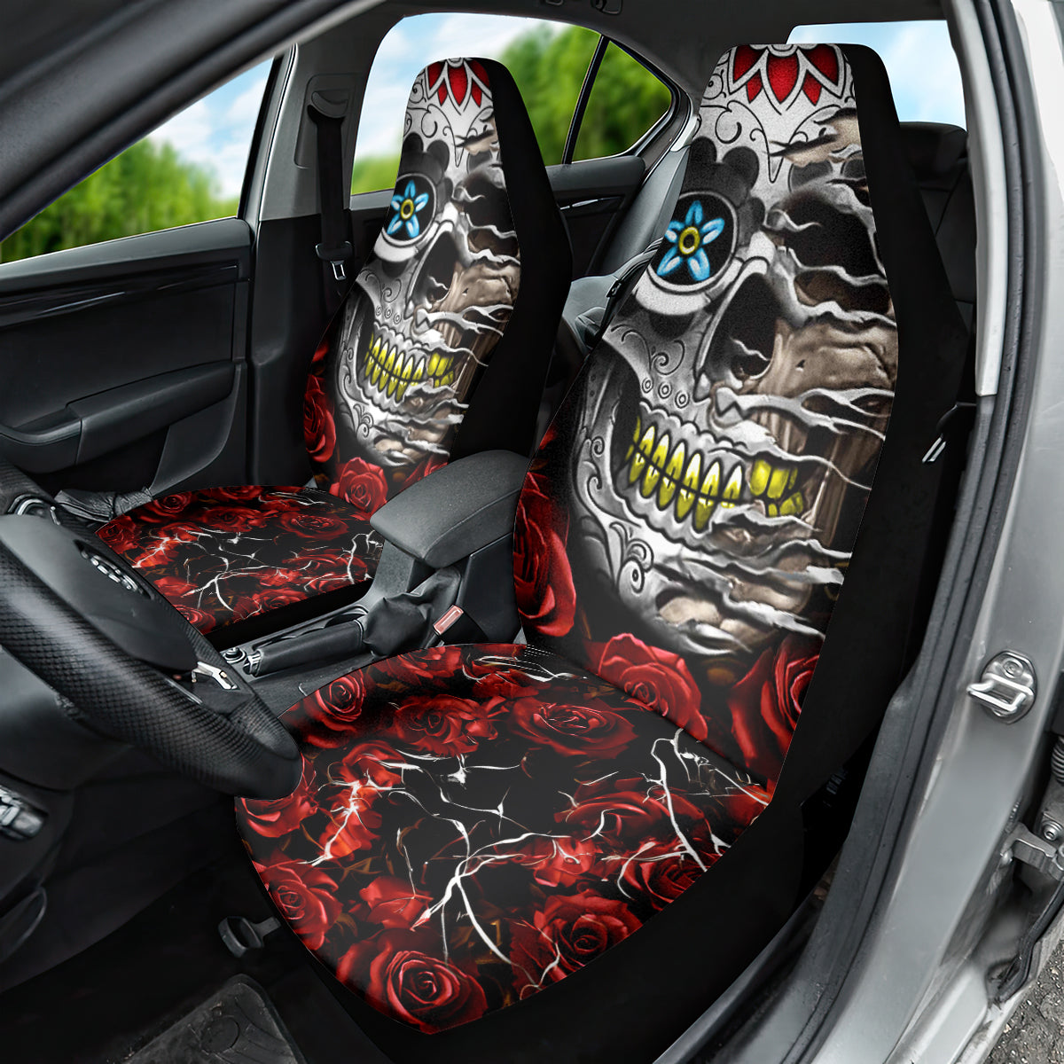 Dia De Muertos Car Seat Cover Day Of The Death Rose Skull - Wonder Print Shop