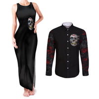 Dia De Muertos Couples Matching Tank Maxi Dress and Long Sleeve Button Shirts Day Of The Death Rose Skull - Wonder Print Shop