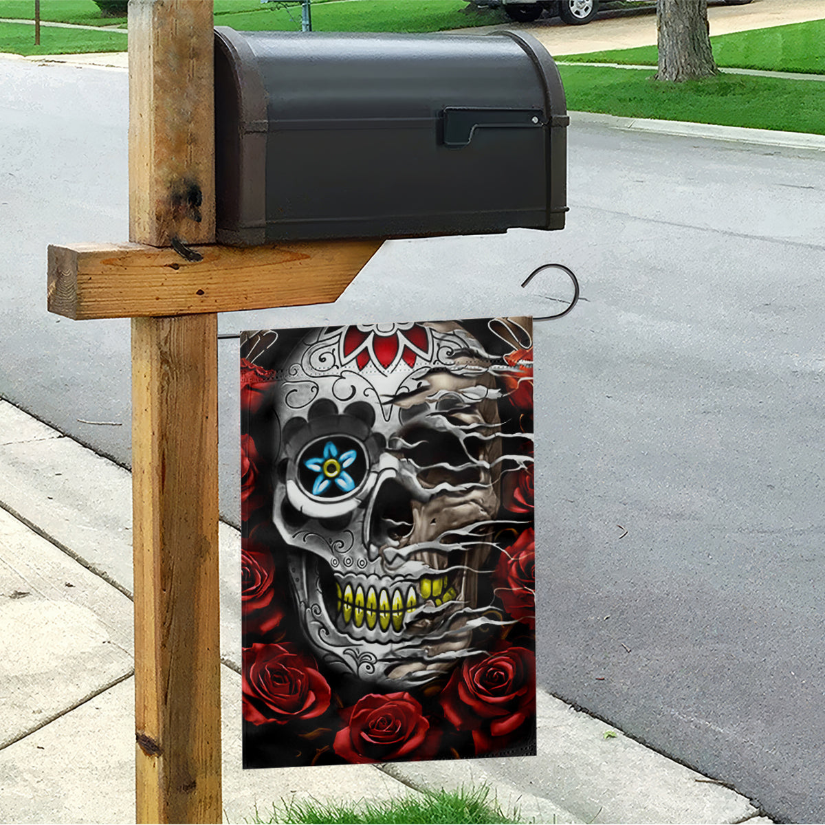 Dia De Muertos Garden Flag Day Of The Death Rose Skull - Wonder Print Shop