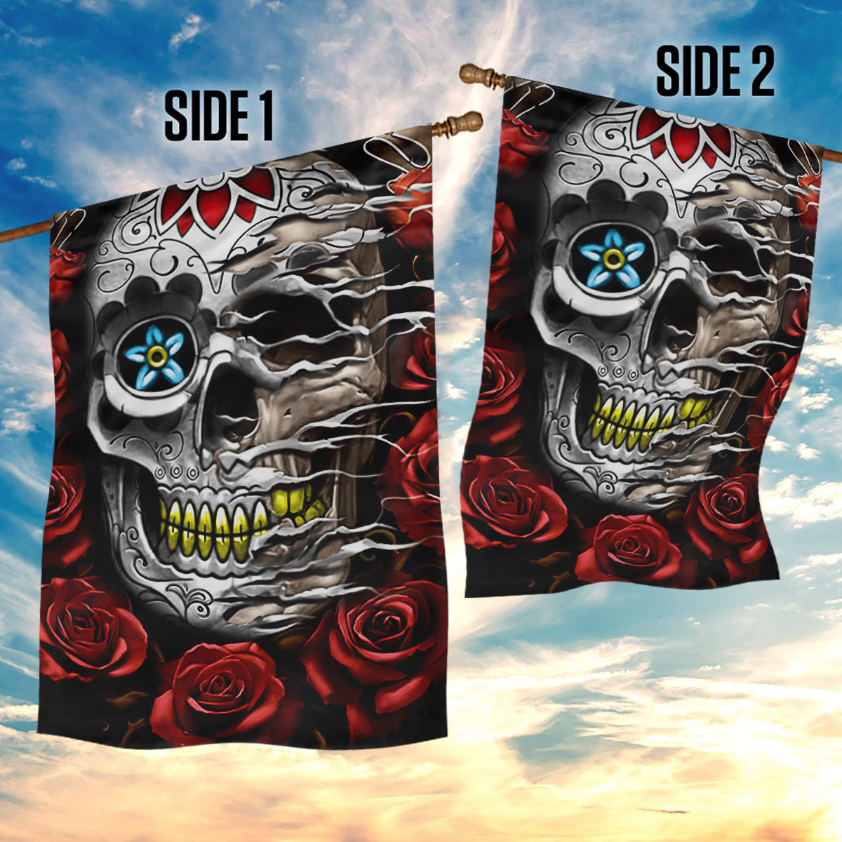Dia De Muertos Garden Flag Day Of The Death Rose Skull - Wonder Print Shop