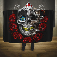 Dia De Muertos Hooded Blanket Day Of The Death Rose Skull DT01