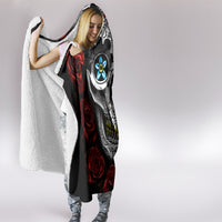 Dia De Muertos Hooded Blanket Day Of The Death Rose Skull DT01