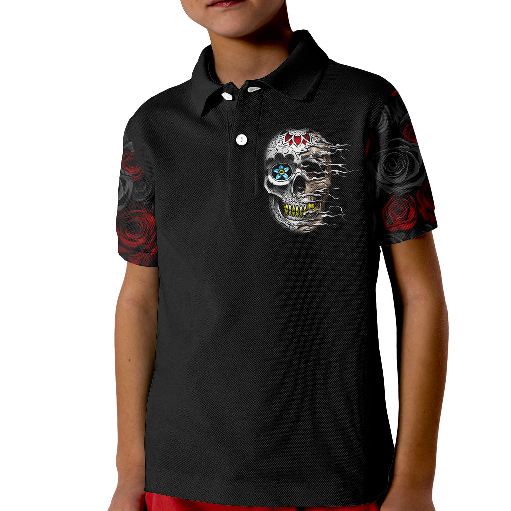 Dia De Muertos Kid Polo Shirt Day Of The Death Rose Skull - Wonder Print Shop