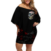 Dia De Muertos Off Shoulder Short Dress Day Of The Death Rose Skull - Wonder Print Shop