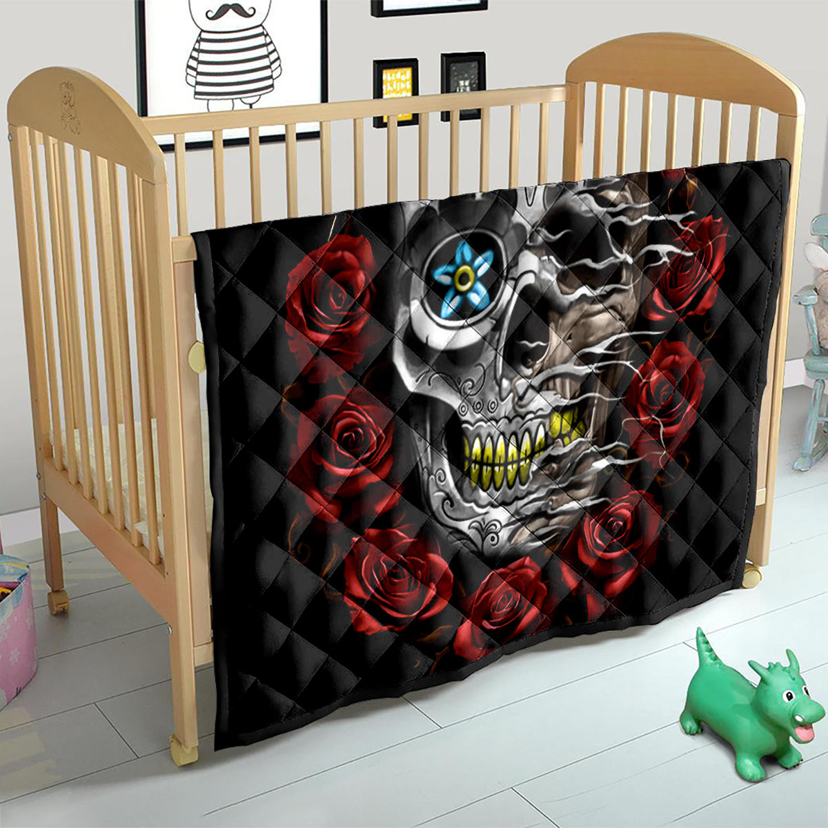 Dia De Muertos Quilt Day Of The Death Rose Skull - Wonder Print Shop