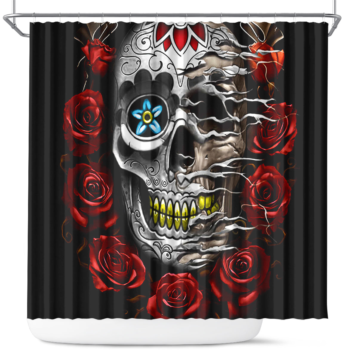 Dia De Muertos Shower Curtain Day Of The Death Rose Skull DT01