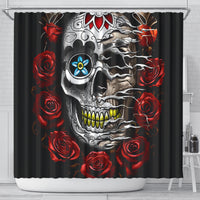 Dia De Muertos Shower Curtain Day Of The Death Rose Skull DT01