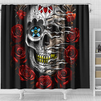Dia De Muertos Shower Curtain Day Of The Death Rose Skull DT01