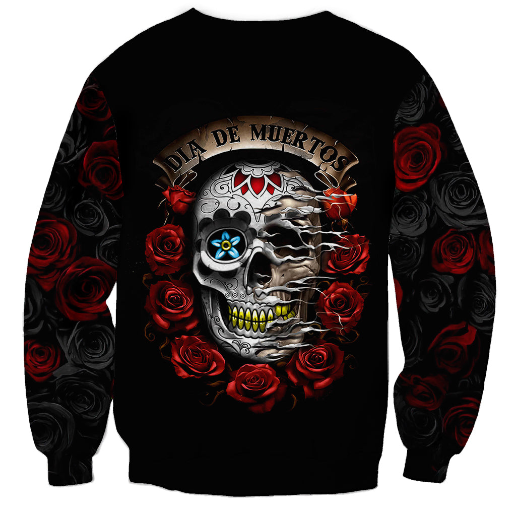 Dia De Muertos Sweatshirt Day Of The Death Rose Skull - Wonder Print Shop