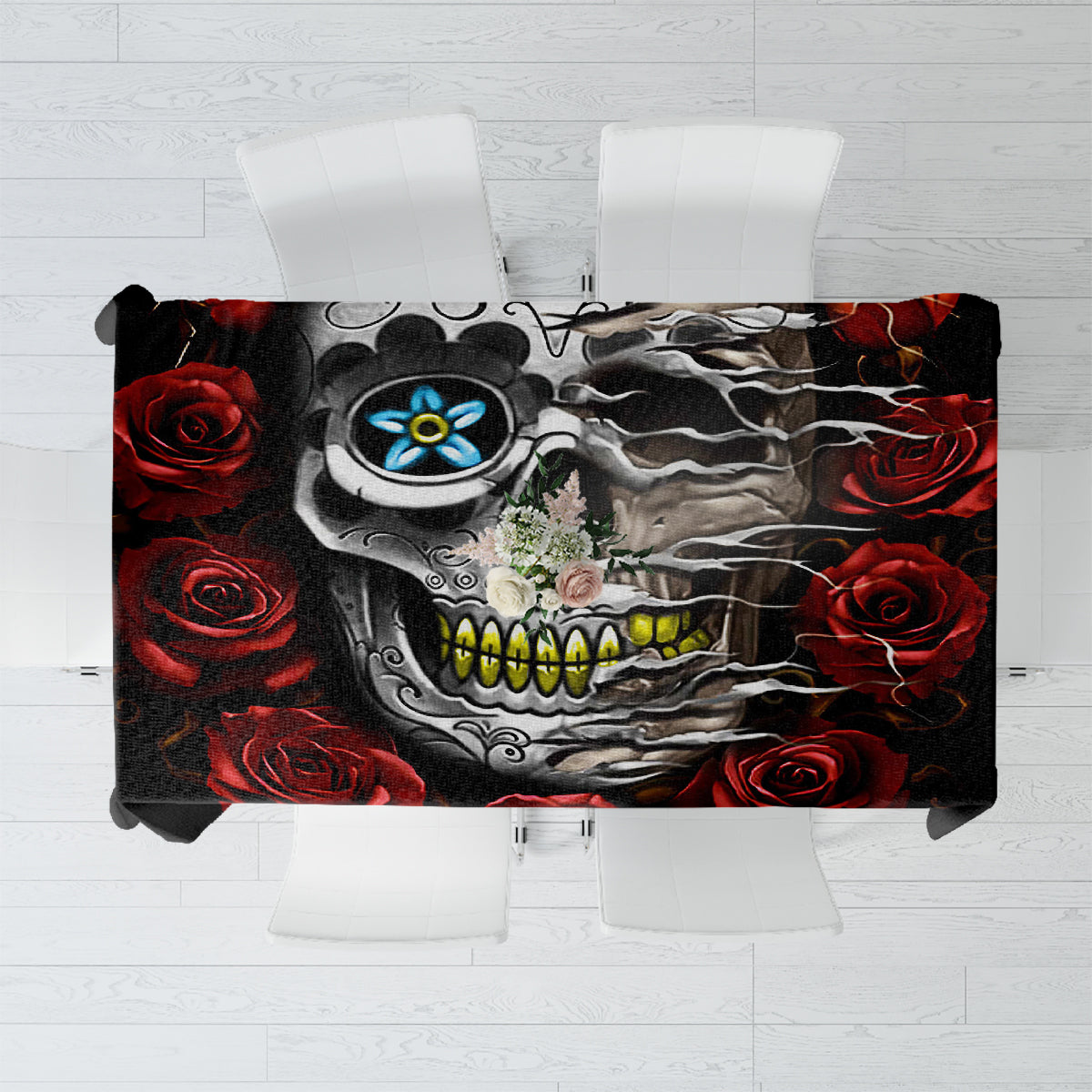 Dia De Muertos Tablecloth Day Of The Death Rose Skull - Wonder Print Shop