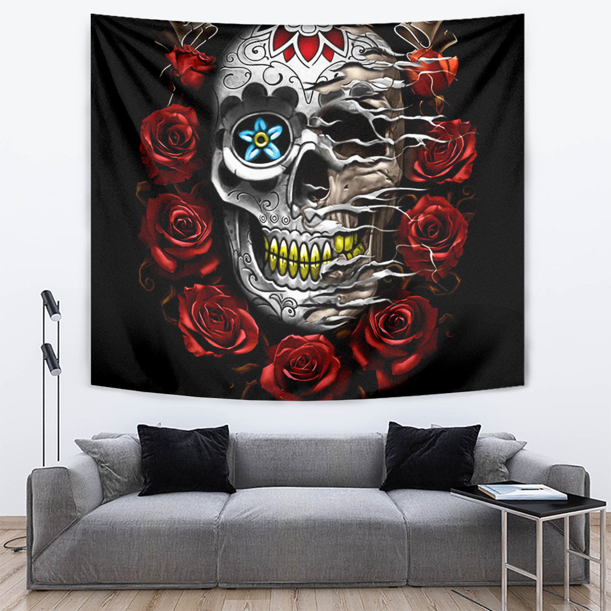 Dia De Muertos Tapestry Day Of The Death Rose Skull - Wonder Print Shop