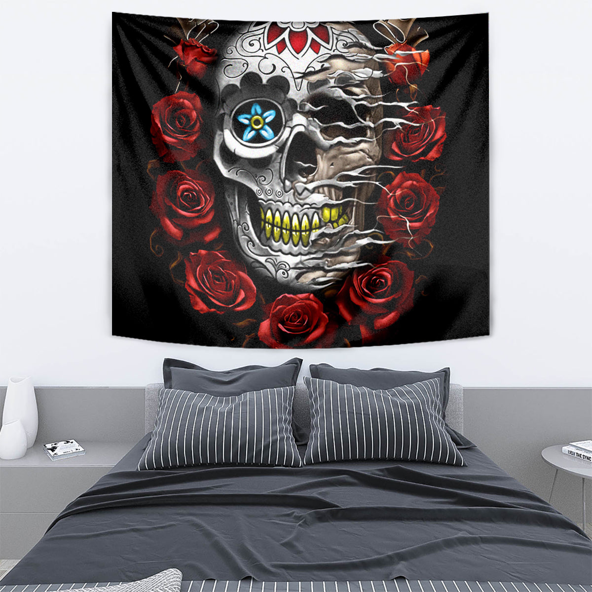 Dia De Muertos Tapestry Day Of The Death Rose Skull - Wonder Print Shop