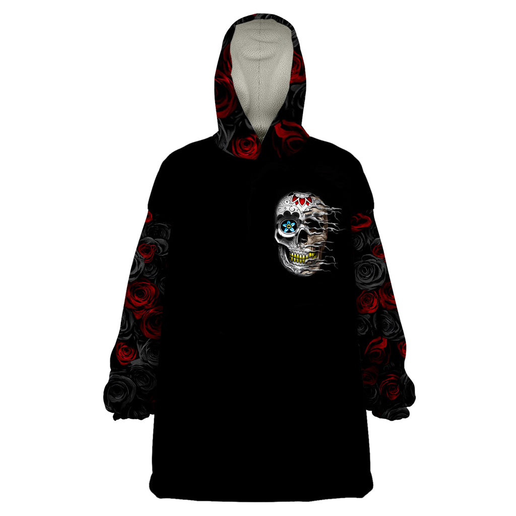 Dia De Muertos Wearable Blanket Hoodie Day Of The Death Rose Skull - Wonder Print Shop