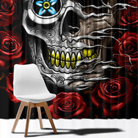 Dia De Muertos Window Curtain Day Of The Death Rose Skull - Wonder Print Shop