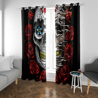 Dia De Muertos Window Curtain Day Of The Death Rose Skull - Wonder Print Shop