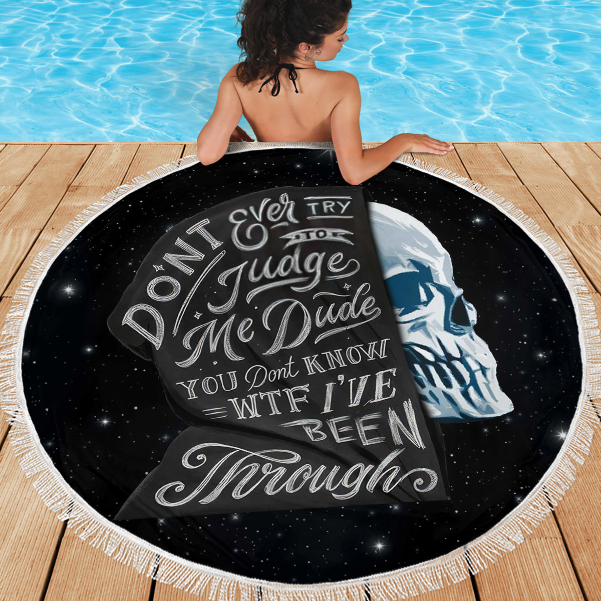 Sad Skull Beach Blanket Don't Ever Try To Judge Me Dude - Wonder Print Shop