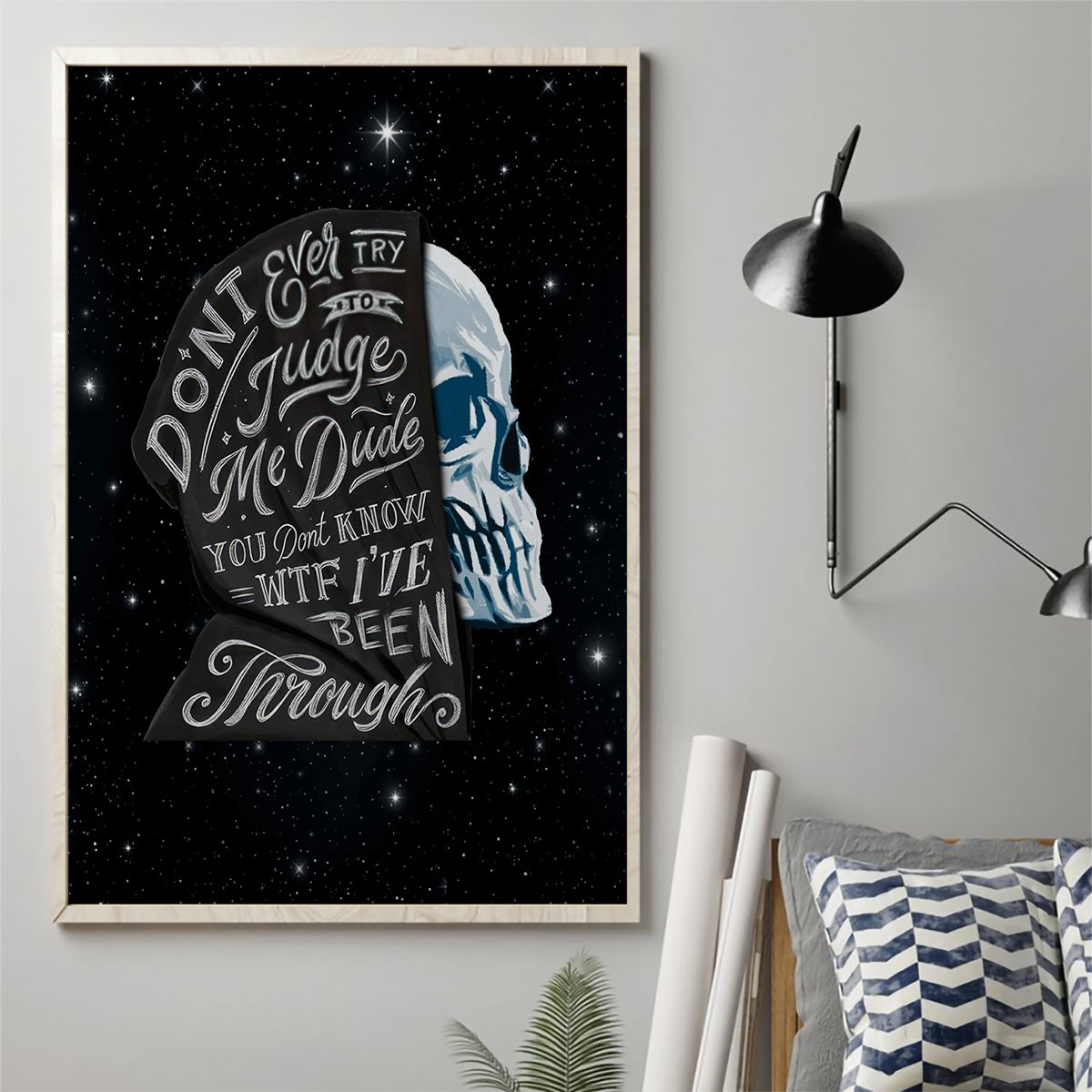 Sad Skull Canvas Wall Art Don't Ever Try To Judge Me Dude - Wonder Print Shop