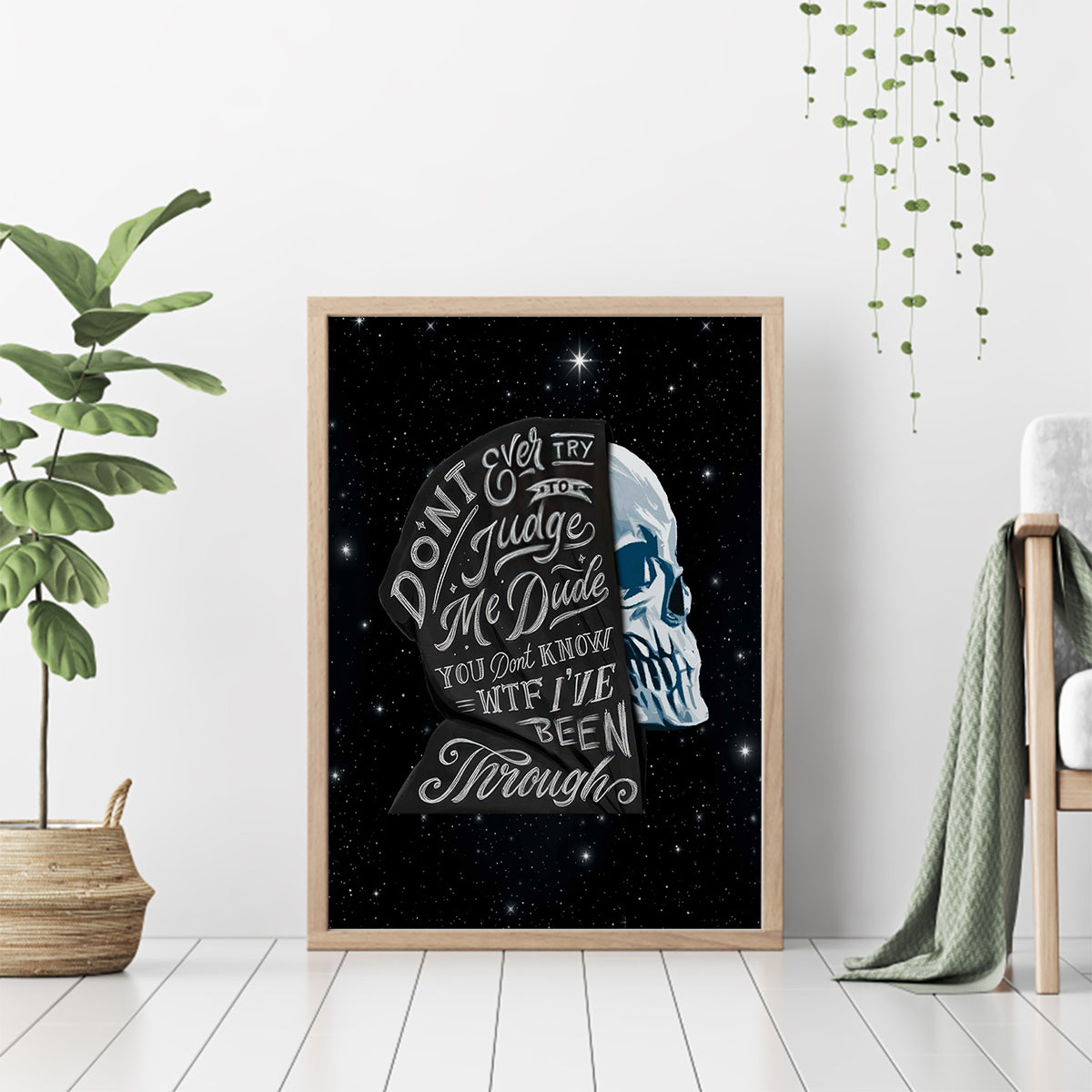 Sad Skull Canvas Wall Art Don't Ever Try To Judge Me Dude - Wonder Print Shop