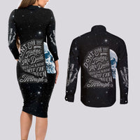 Sad Skull Couples Matching Long Sleeve Bodycon Dress and Long Sleeve Button Shirts Don't Ever Try To Judge Me Dude - Wonder Print Shop