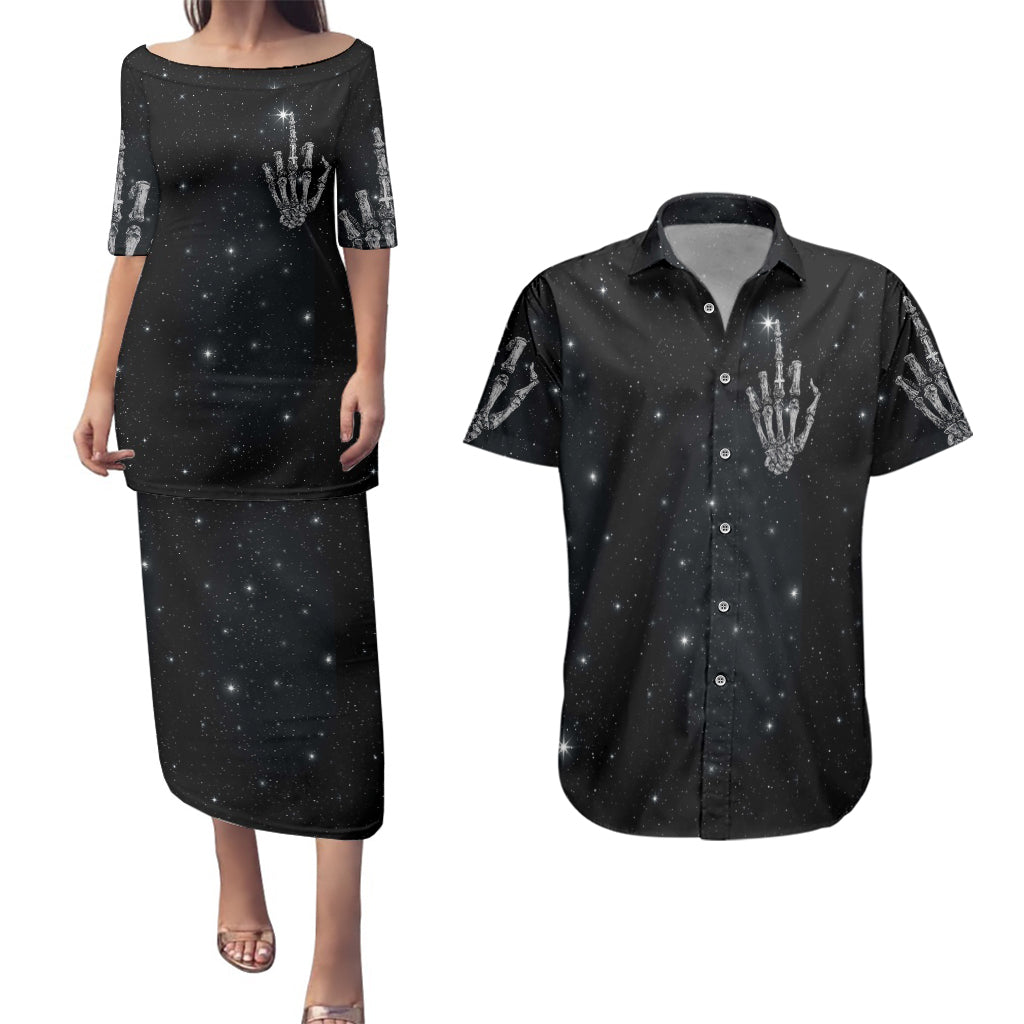 Sad Skull Couples Matching Puletasi Dress and Hawaiian Shirt Don't Ever Try To Judge Me Dude - Wonder Print Shop