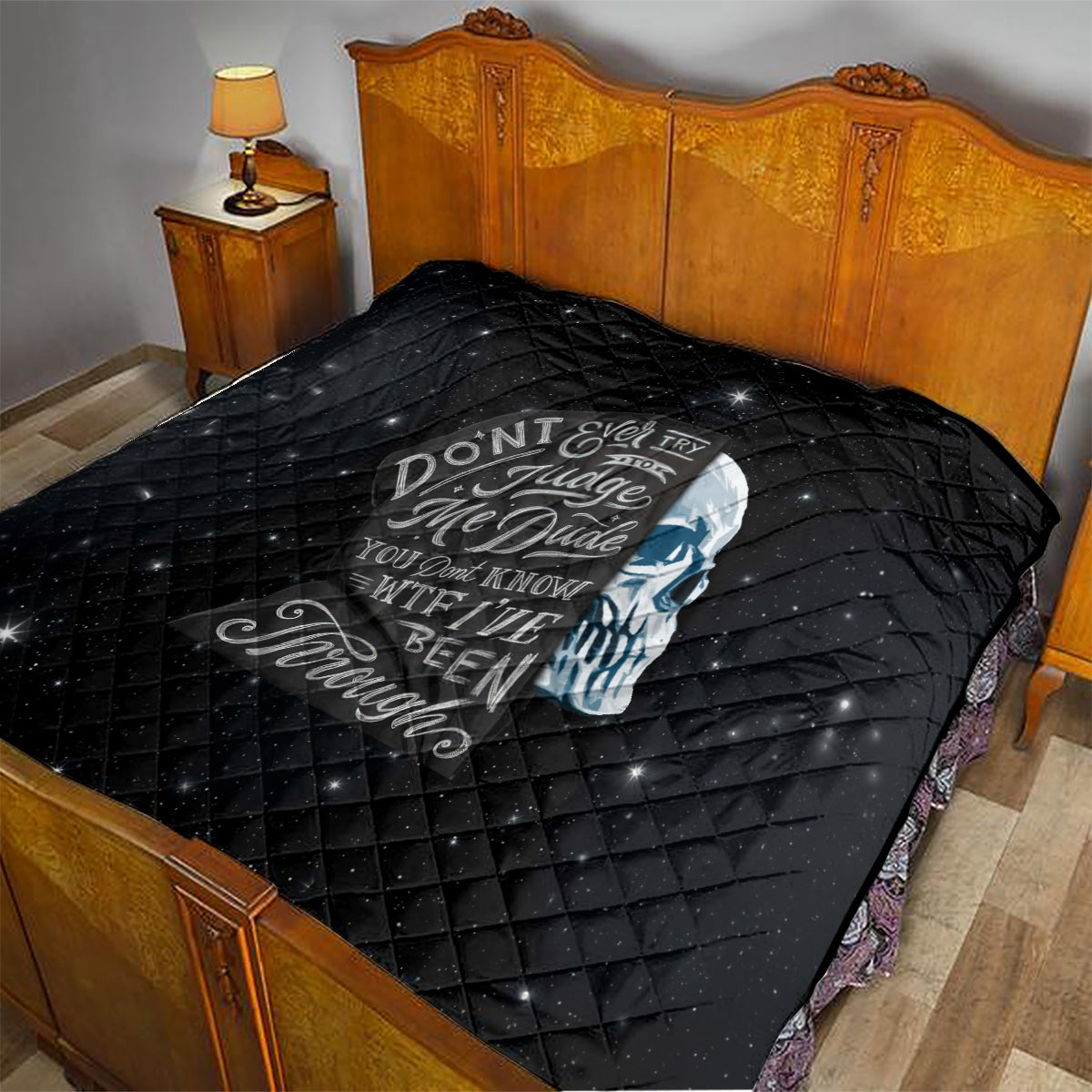 Sad Skull Quilt Don't Ever Try To Judge Me Dude - Wonder Print Shop