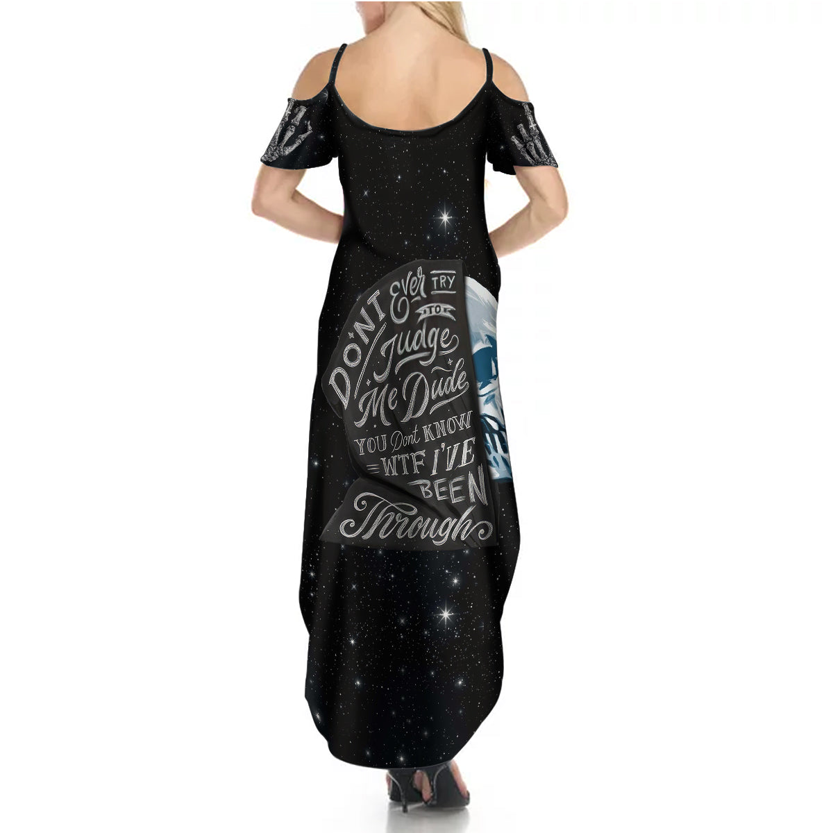 Sad Skull Summer Maxi Dress Don't Ever Try To Judge Me Dude - Wonder Print Shop