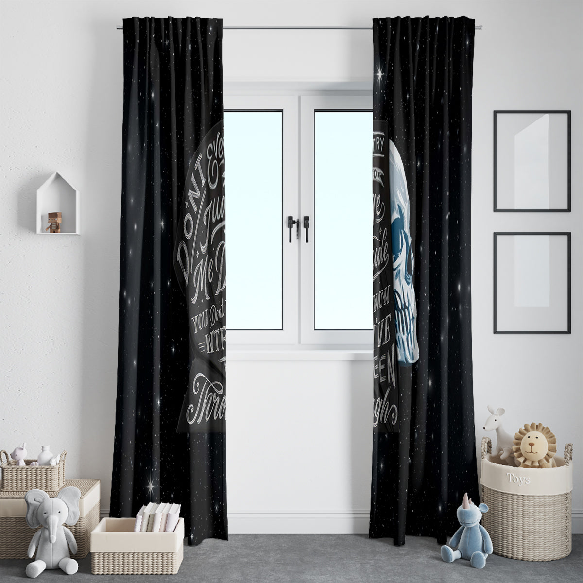 Sad Skull Window Curtain Don't Ever Try To Judge Me Dude - Wonder Print Shop