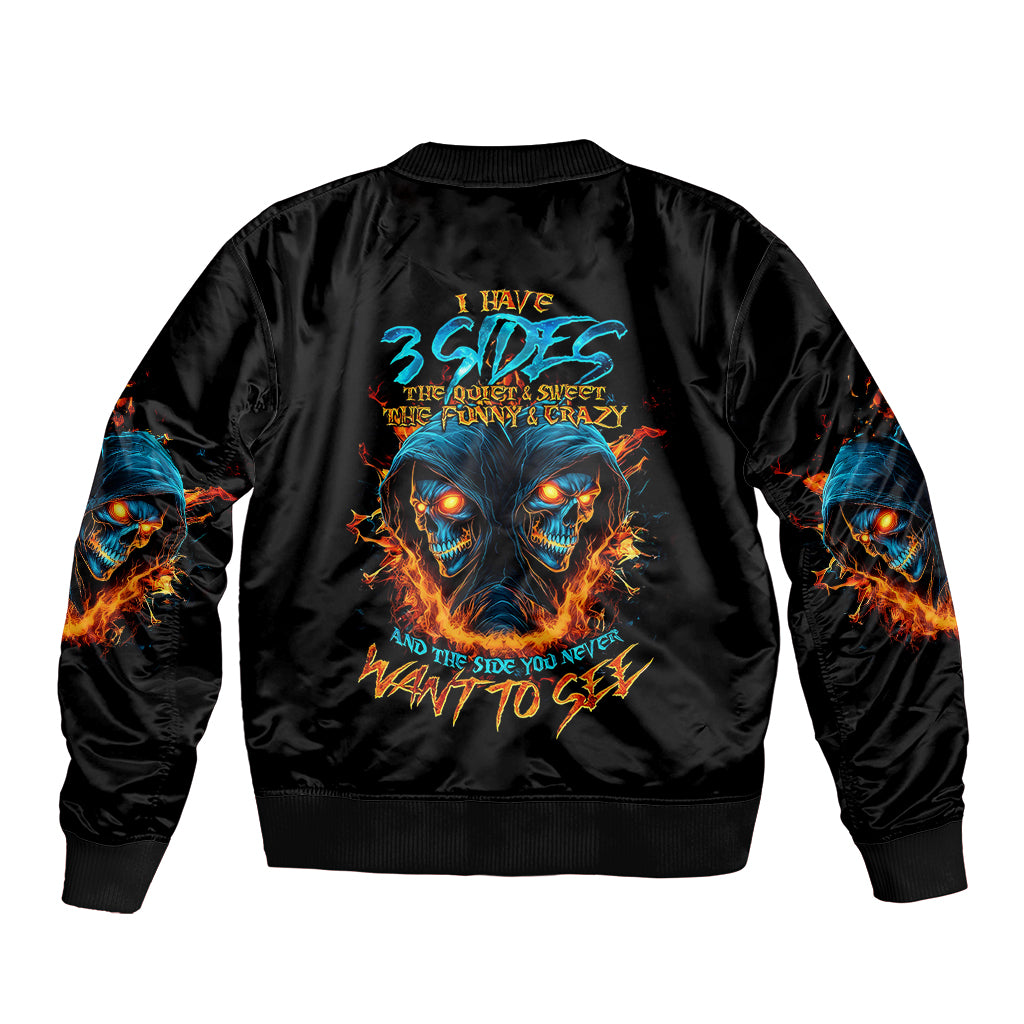 Double Fire Skull Bomber Jacket I Have 3 Side Quite Funny And The Side You Never Want To See - Wonder Print Shop
