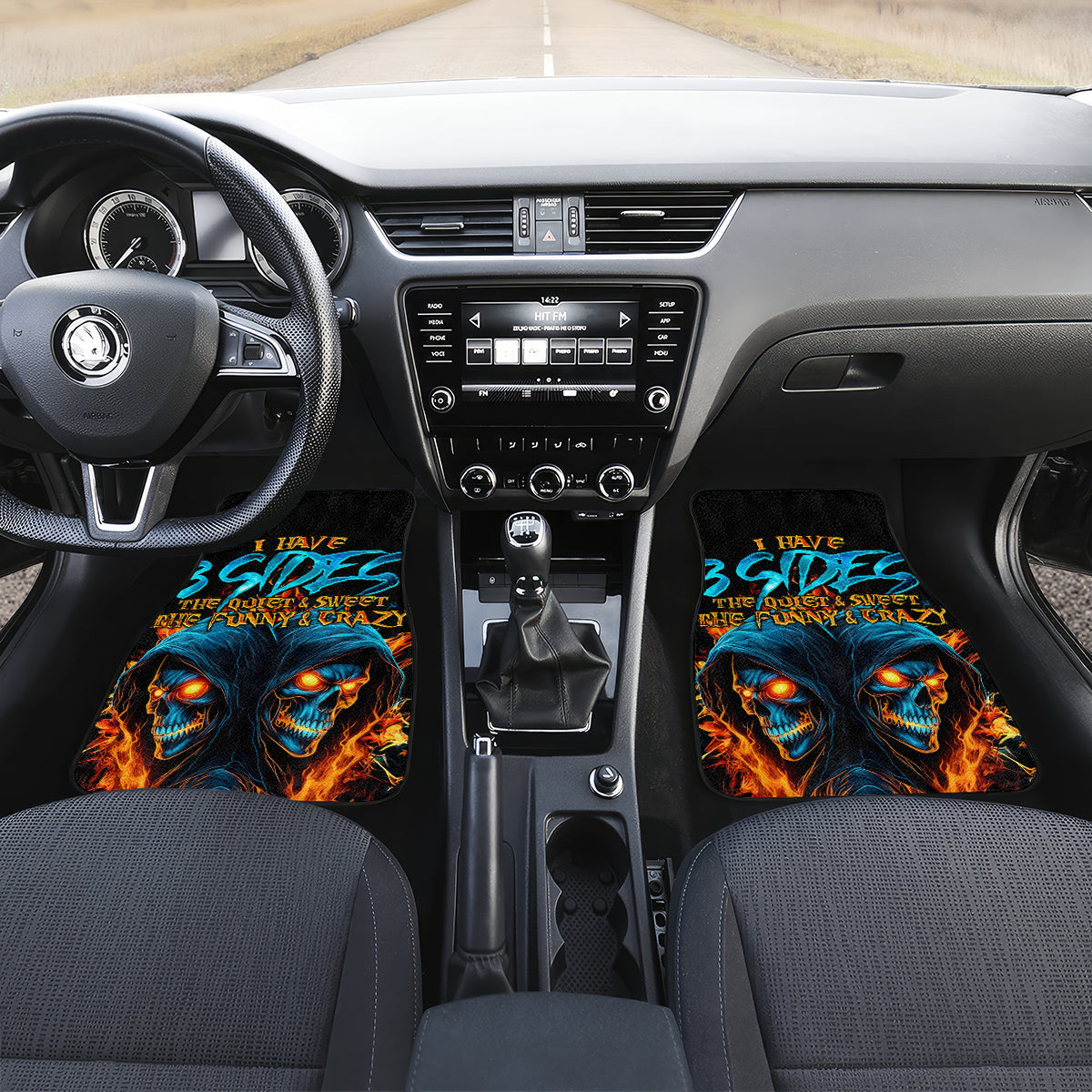 Double Fire Skull Car Mats I Have 3 Side Quite Funny And The Side You Never Want To See - Wonder Print Shop