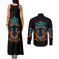 Double Fire Skull Couples Matching Tank Maxi Dress and Long Sleeve Button Shirts I Have 3 Side Quite Funny And The Side You Never Want To See - Wonder Print Shop