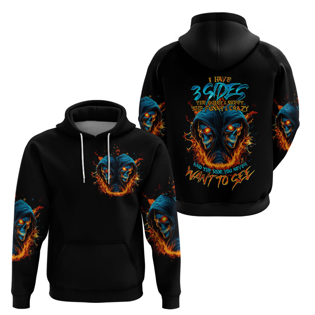 Double Fire Skull Hoodie I Have 3 Side Quite Funny And The Side You Never Want To See - Wonder Print Shop