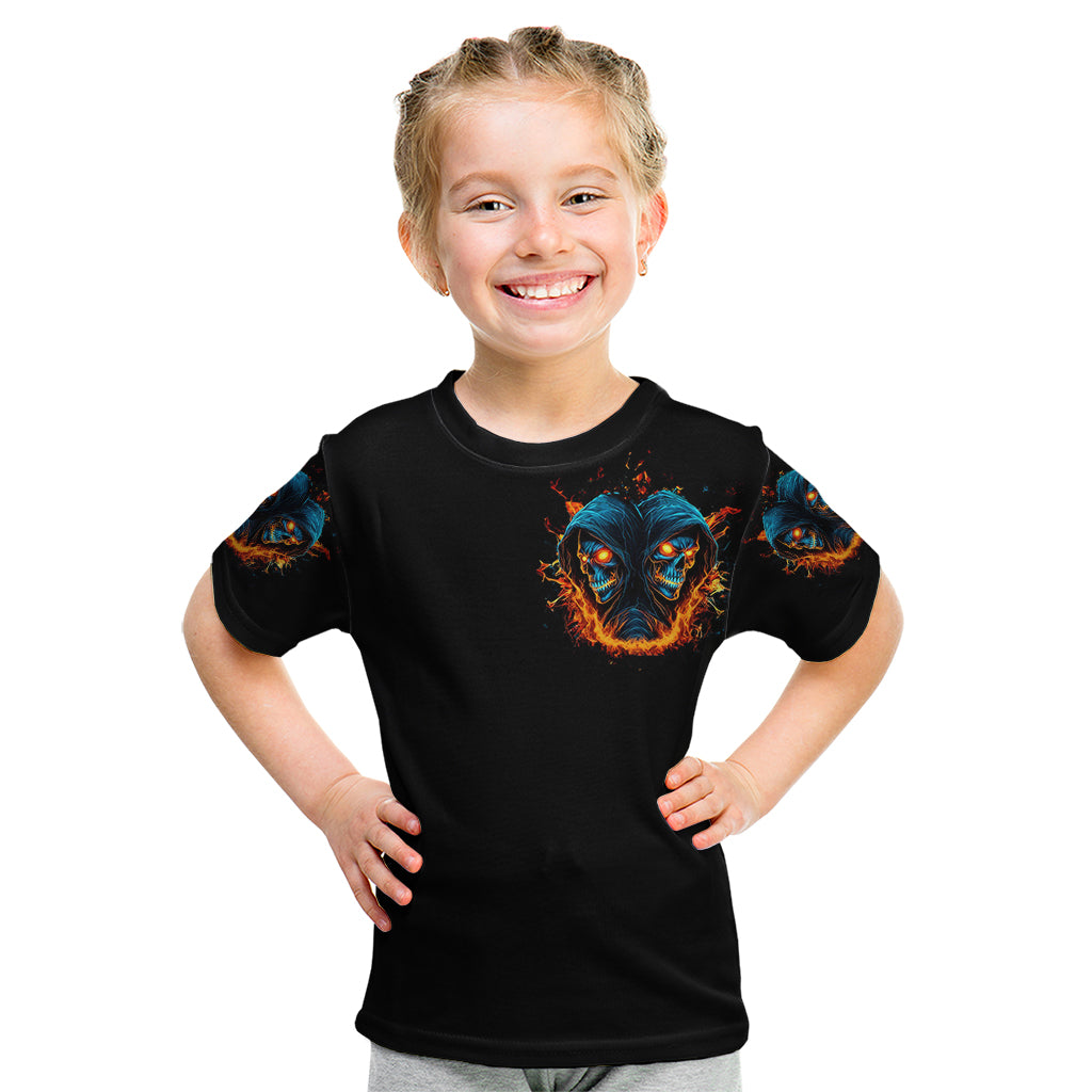 Double Fire Skull Kid T Shirt I Have 3 Side Quite Funny And The Side You Never Want To See - Wonder Print Shop