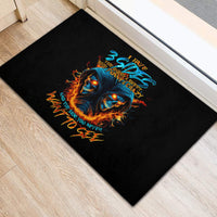 Double Fire Skull Rubber Doormat I Have 3 Side Quite Funny And The Side You Never Want To See - Wonder Print Shop