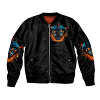 Double Fire Skull Sleeve Zip Bomber Jacket I Have 3 Side Quite Funny And The Side You Never Want To See - Wonder Print Shop