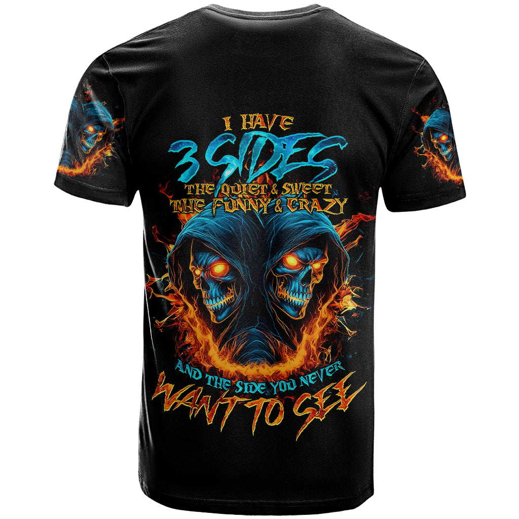 Double Fire Skull T Shirt I Have 3 Side Quite Funny And The Side You Never Want To See - Wonder Print Shop
