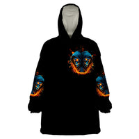 Double Fire Skull Wearable Blanket Hoodie I Have 3 Side Quite Funny And The Side You Never Want To See - Wonder Print Shop