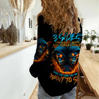 Double Fire Skull Women Casual Shirt I Have 3 Side Quite Funny And The Side You Never Want To See - Wonder Print Shop