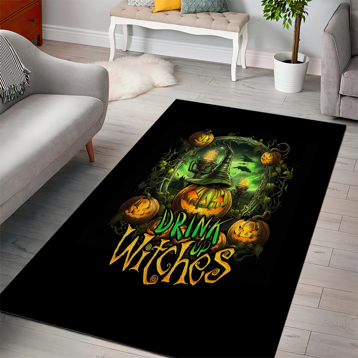 Pumpkin Skull Area Rug Drink Up Witches - Wonder Print Shop