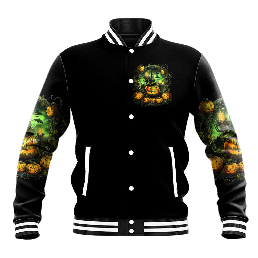 Pumpkin Skull Baseball Jacket Drink Up Witches - Wonder Print Shop