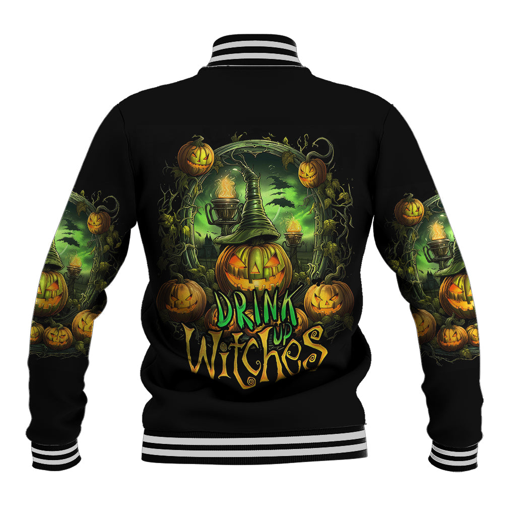 Pumpkin Skull Baseball Jacket Drink Up Witches - Wonder Print Shop