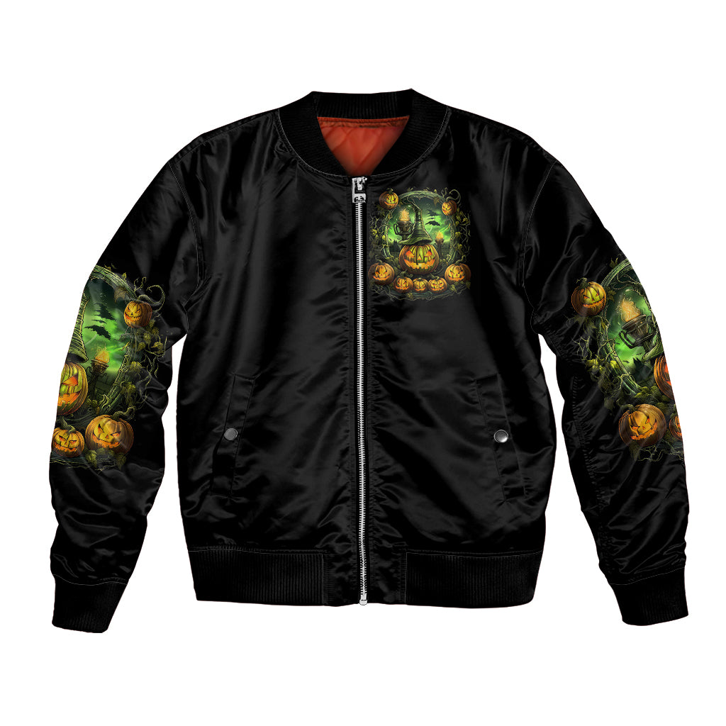 Pumpkin Skull Bomber Jacket Drink Up Witches - Wonder Print Shop